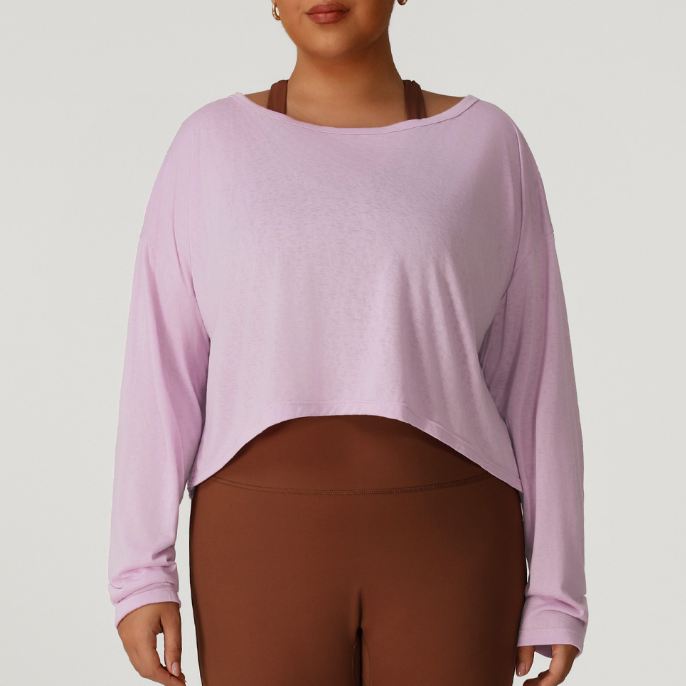 Plus Size Women Loose Sun Protection Long Sleeved Sports Blouse Women Backless Quick Drying Breathable Jacquard Yoga Workout Clothes Top