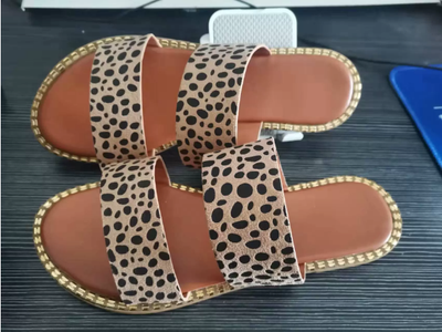 Summer Flat plus Size Leopard Print Outdoor Casual Slippers Women Slipper