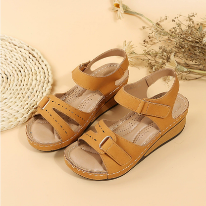 Southeast Asia plus Size Velcro Platform Sandals Women Hollow Out Cutout-out Wedge Stitching Beach Slippers