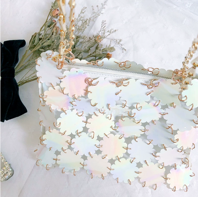 One Shoulder Crossbody Bag Casual Sequined Mobile Phone Bag Magic Color Plum Blossom Piece Chain Bag