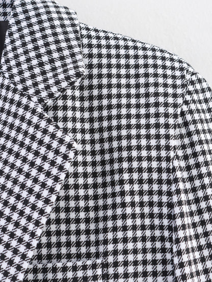 Women Autumn Plaid Double Breasted Coat Personalized Blazers