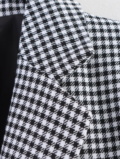 Women Autumn Plaid Double Breasted Coat Personalized Blazers