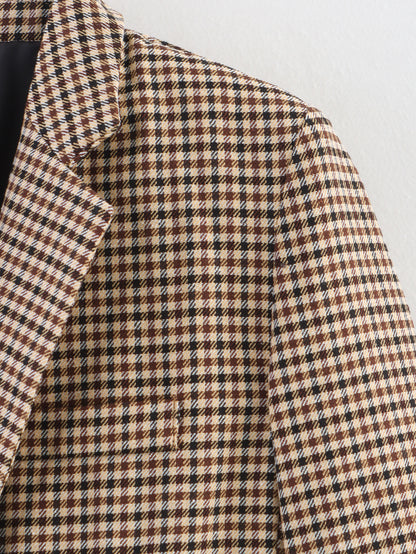 Women Autumn Plaid Double Breasted Coat Personalized Blazers