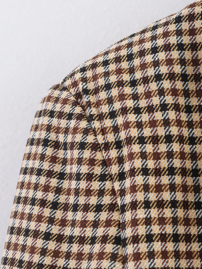 Women Autumn Plaid Double Breasted Coat Personalized Blazers