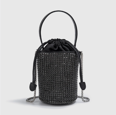 Summer Autumn Dinner Handbags Women Soft Diamond Drawstring Bucket Bag Chain Shoulder Crossbody