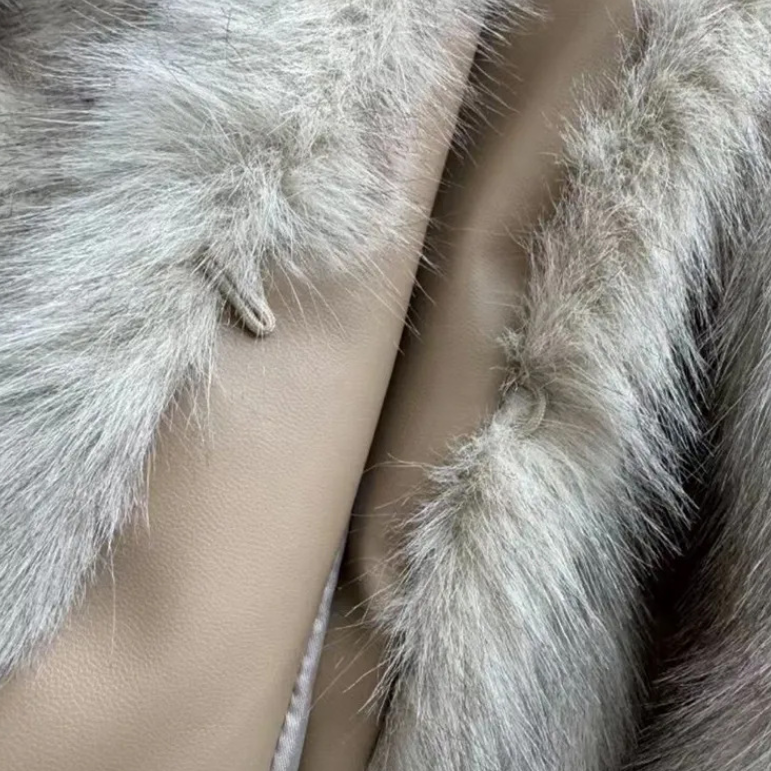 Faux Fur Coat Soft Fur Collar Wide Cuff Matching Sweater Jeans Design Autumn Winter Clothing
