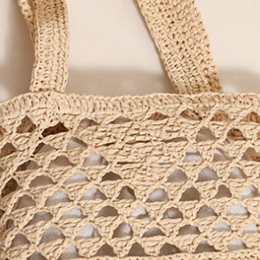 Raffia Shoulder Straw Bag Simple Solid Color Hollow Out Cutout Straw Bag Woven Bag Vacation Beach Bag Women Bag - GLAMWEARS