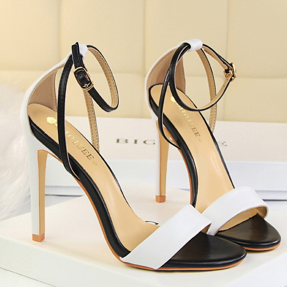 Sexy Nightclub Stiletto Heel Hollow Out Cutout out Spliced Ankle Strap Open Toe Hollow Out Cutout Women Sandals
