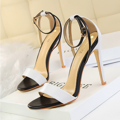 Sexy Nightclub Stiletto Heel Hollow Out Cutout out Spliced Ankle Strap Open Toe Hollow Out Cutout Women Sandals