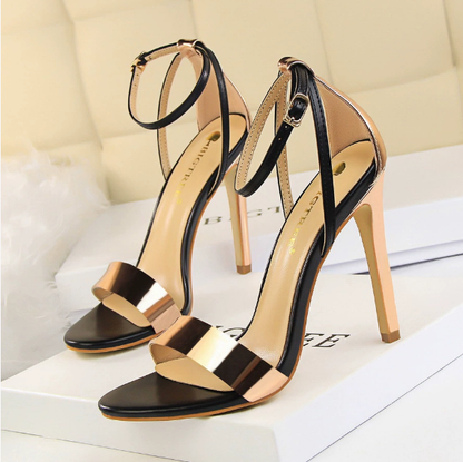 Sexy Nightclub Stiletto Heel Hollow Out Cutout out Spliced Ankle Strap Open Toe Hollow Out Cutout Women Sandals