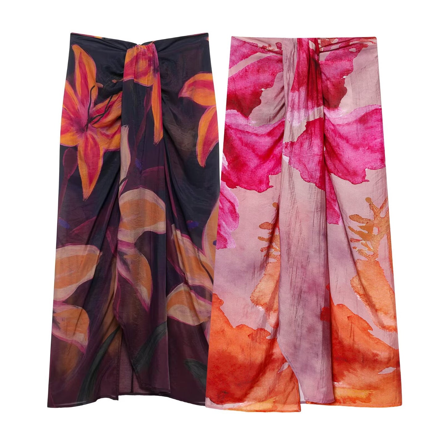 Women Clothing Floral Print Bow Tie Apron Skirt