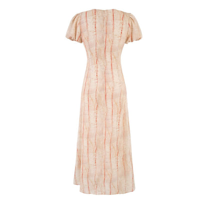 Summer Fashionable Stylish V neck Lace up Puff Sleeve Vacation Casual Dress