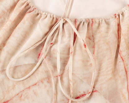 Summer Fashionable Stylish V neck Lace up Puff Sleeve Vacation Casual Dress