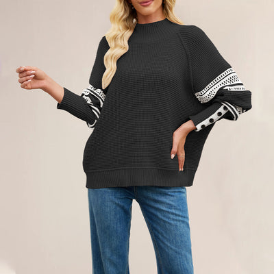 Autumn Winter Women Clothing Knitted Multi Colored Half Turtleneck Pullover Sweater