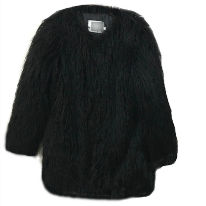 Autumn Winter Imitated Tibet Sheep Fur Fur Coat Women Mid Length Slim Fit Fashionable Slimming Lamb Long Fur Wool Coat