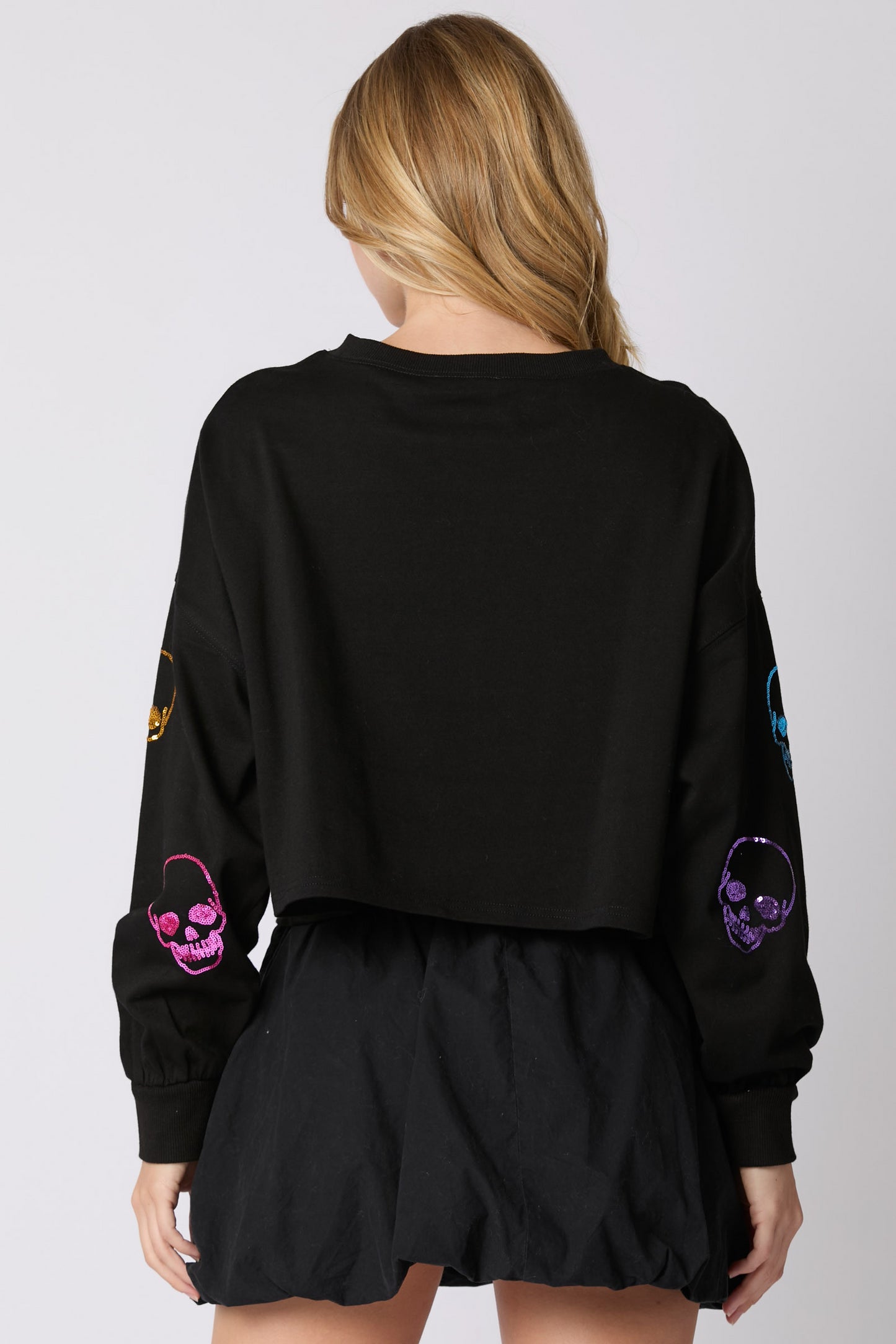 Autumn Winter Women Halloween Skull Sequined Top Loose Fitting Casual Pullover Women