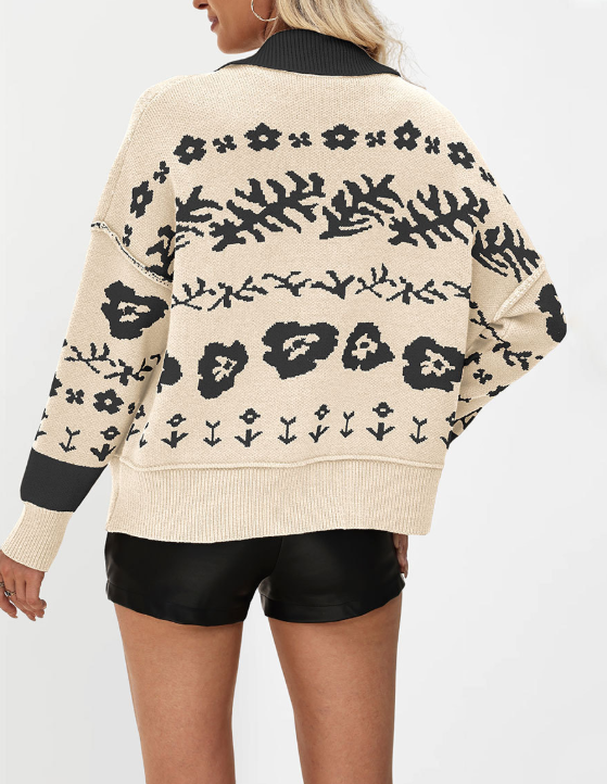 Autumn Winter Square Collar Button Sweater Women Clothing Loose Cardigan Knitted Coat