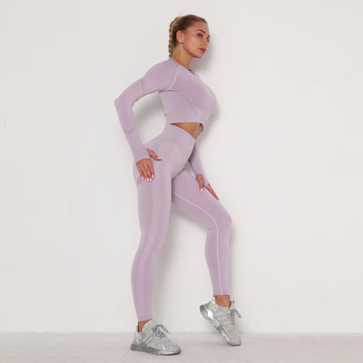 Long Sleeve Trousers Suit-Light Purple
