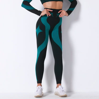 Seamless Sexy Stripes Hip Lifting Internet Celebrity Workout Pants Absorb Sweat Running Sports Fitness Yoga Pants Women