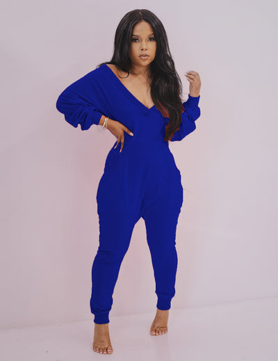 Women Clothing V neck Jumpsuit Sexy Sweatshirt Jumpsuit Long Sleeve Autumn Winter Pajamas
