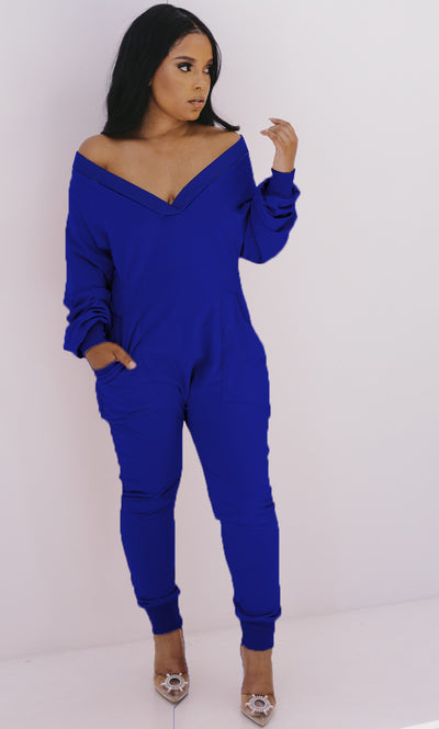 Women Clothing V neck Jumpsuit Sexy Sweatshirt Jumpsuit Long Sleeve Autumn Winter Pajamas