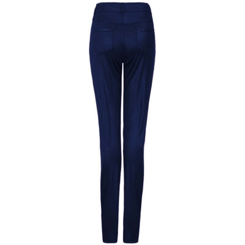 Autumn Winter New Wish Popular Solid Color Faux Leather Pants Casual Sexy Skinny Pants Women Trousers