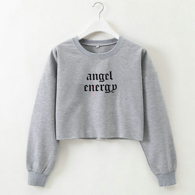 Women Clothing Angel Letter Graphic Printed Long Sleeve Short Women Sweatshirt