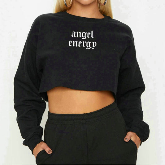 Women Clothing Angel Letter Graphic Printed Long Sleeve Short Women Sweatshirt
