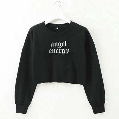 Women Clothing Angel Letter Graphic Printed Long Sleeve Short Women Sweatshirt