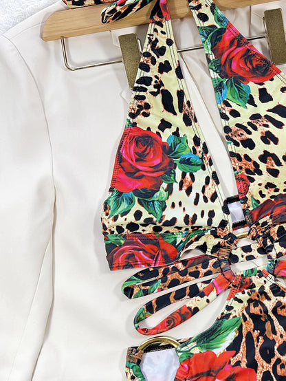 Foreign Single Swimsuit Sexy Large Steel Ring Women One-Piece Swimming Suit Swimsuit