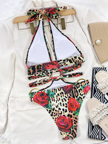 Foreign Single Swimsuit Sexy Large Steel Ring Women One-Piece Swimming Suit Swimsuit