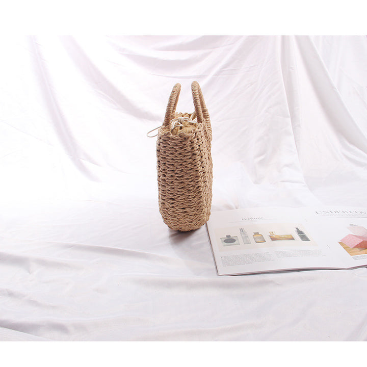 Semicircle Straw Bag Vacation Beach Bag Summer South Korea Simple Handheld Woven Bag Rattan Women Bag - GLAMWEARS