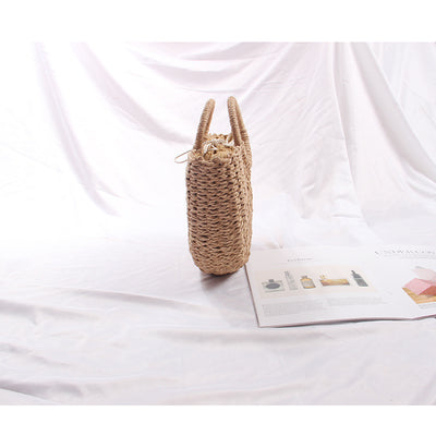 Semicircle Straw Bag Vacation Beach Bag Summer South Korea Simple Handheld Woven Bag Rattan Women Bag