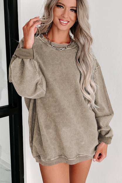 Casual Oversize Solid Color Pullover Women Autumn Winter Thread Knitted Long Sleeved Sweatshirt Women