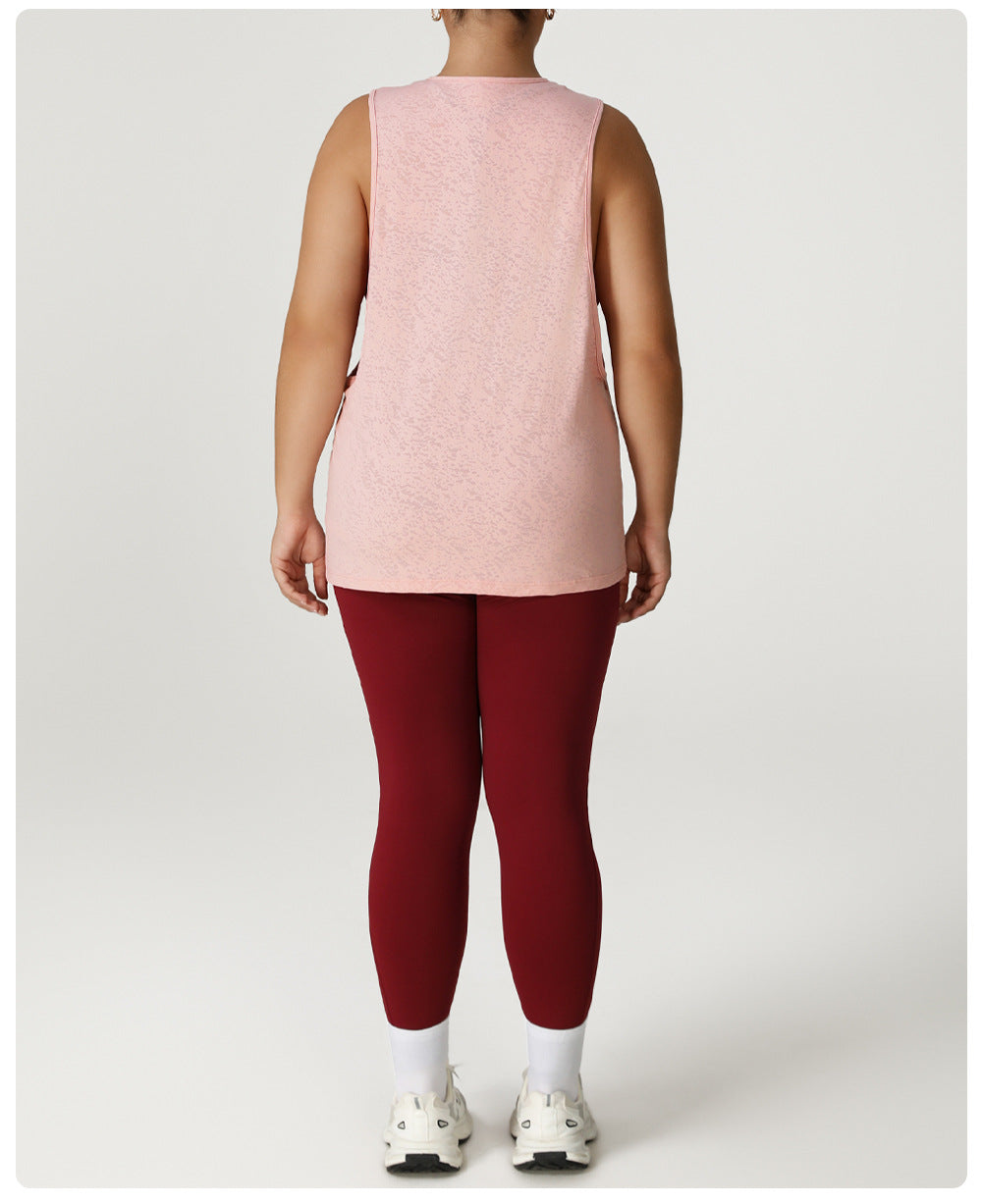 Plus Size Yoga Wear Vest Sports Yoga Wear Yoga Clothing Top Hip Covering Plump Girls Summer T shirt