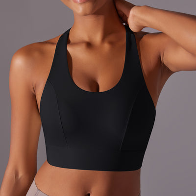 High Strength Sports Underwear One Piece Chest Pad Seamless Hook Eye Closure Yoga Vest Shockproof Push up Beauty Back Yoga Bra