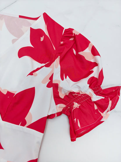 Ladies Casual Printed V neck Dress