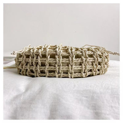 Simple Semicircle Hollow Out Cutout Straw Bag Crossbody Straw Bag Woven Bag Vacation Beach Bag Women Bag