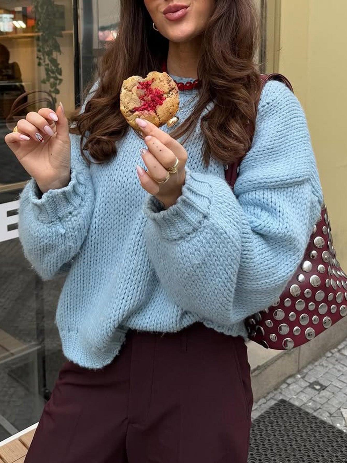 Casual Simple round Neck Long Sleeve Lining Sweaters Women Clothing Autumn Winter