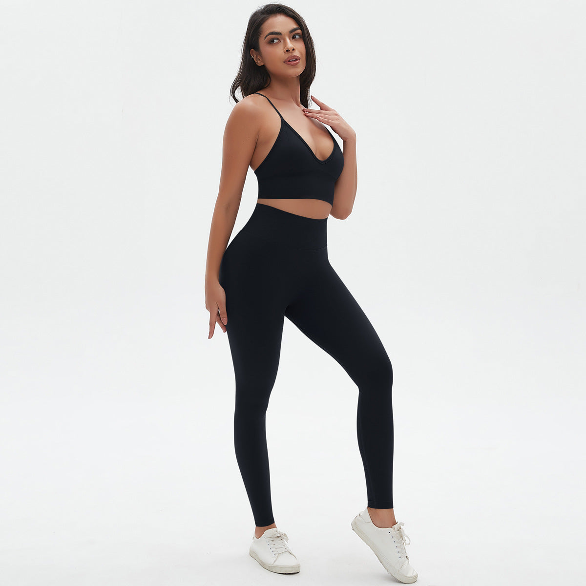 Knit Breathable Yoga Clothes Sexy Beauty Back Sports Bra High Waist Shaping Tights Fitness Suit