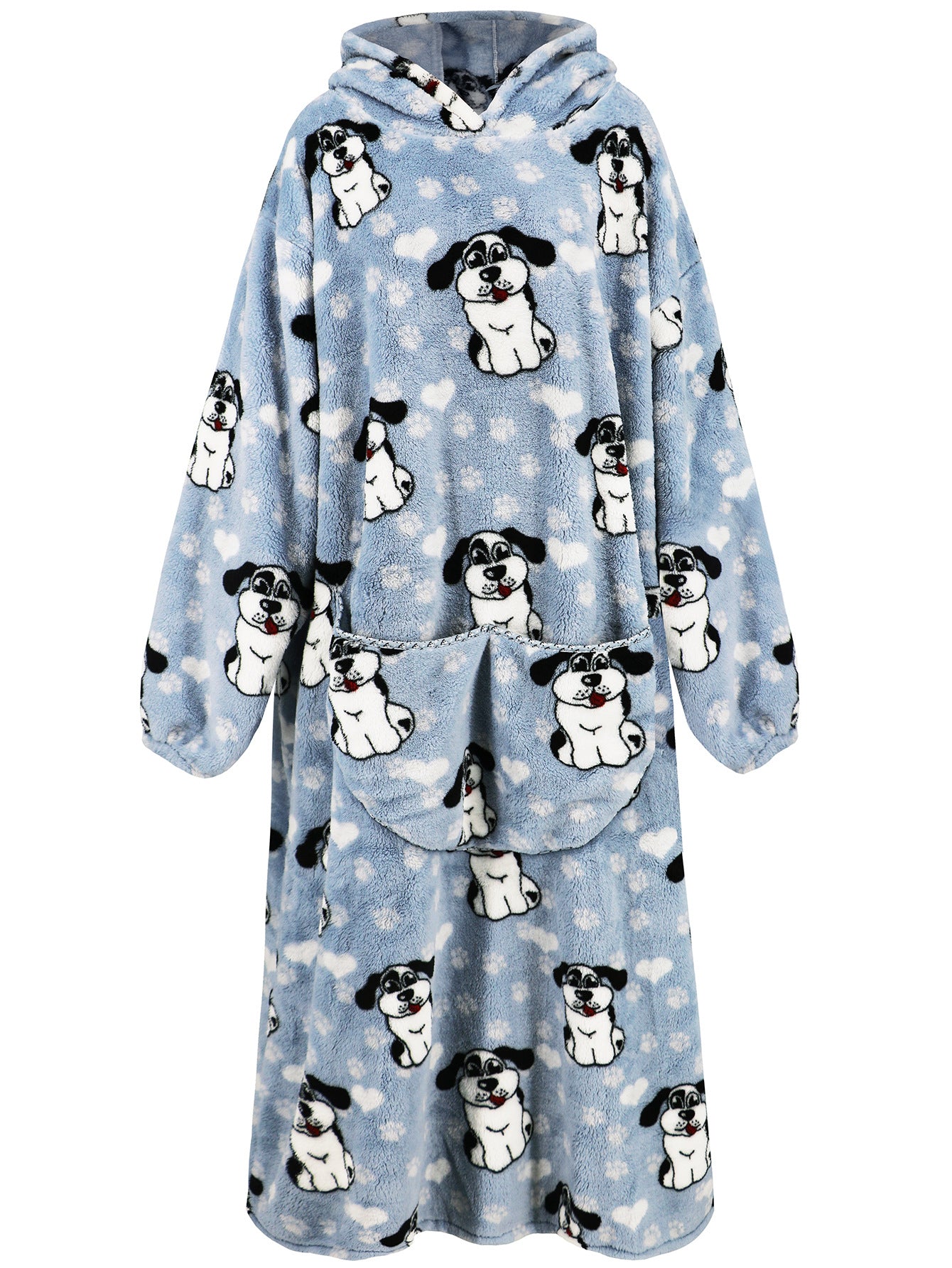 Thickened Pullover Coral Fleece Pajamas Hooded TV Blanket Outdoor Cold Proof Warm Nightgown Home Lazy Blanket