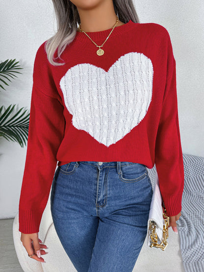 Autumn Winter Twist Love Long Sleeve Pullover Valentine Clothing