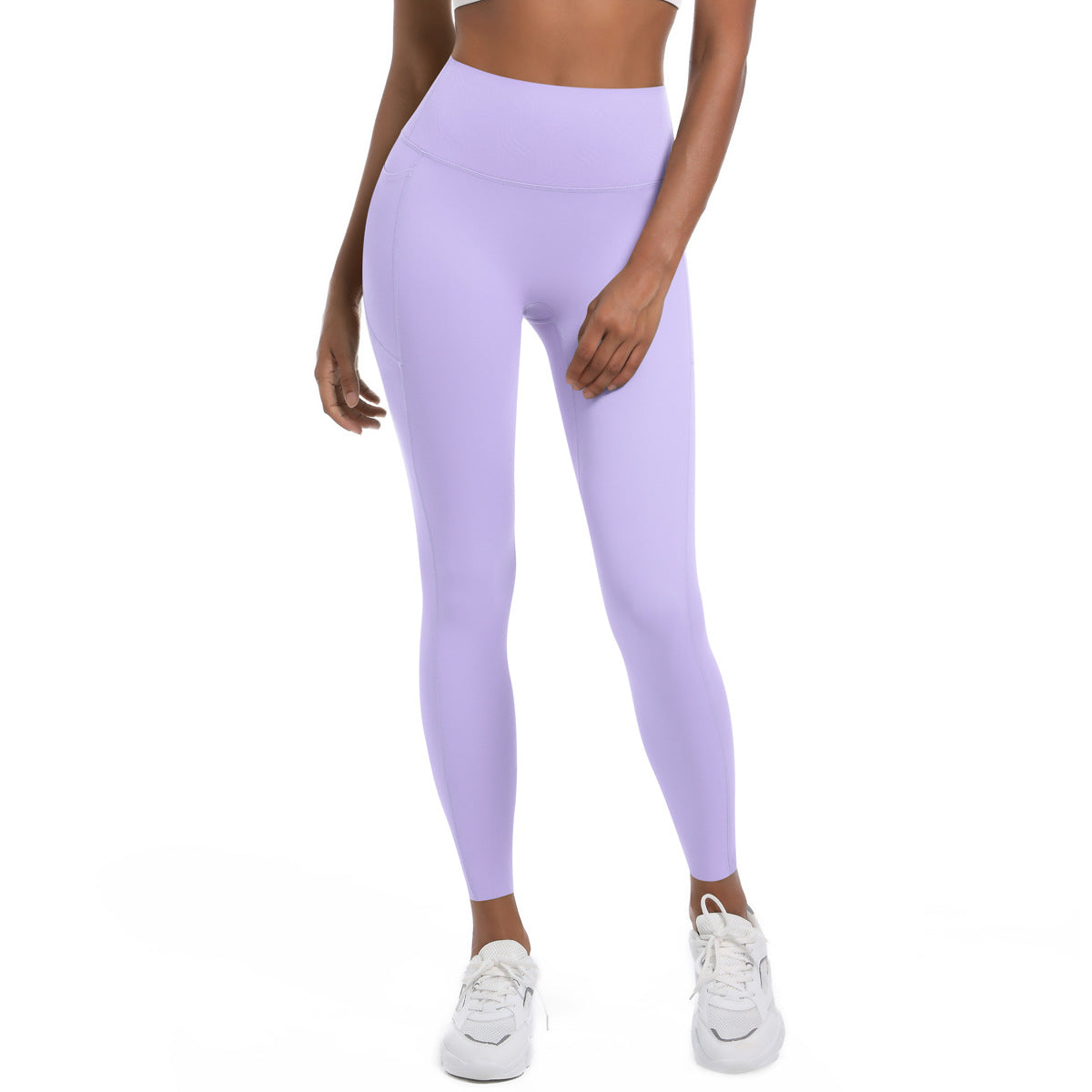 High Strength Skinny Yoga Pants Seamless High Waist Belly Contracting Sports Trousers High Elastic Side Pocket Quick-Drying Fitness Pants