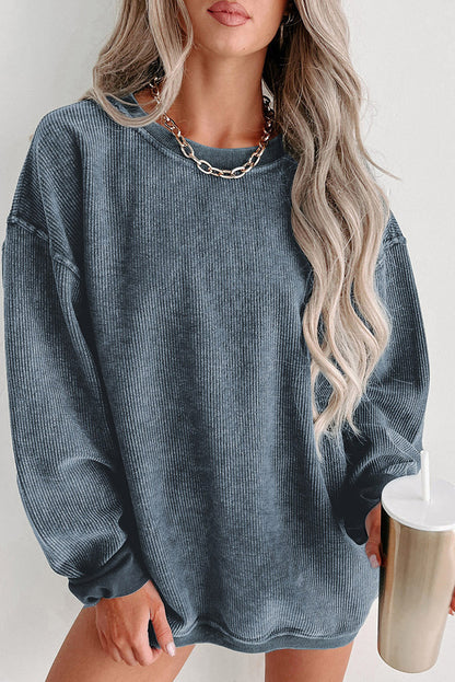 Casual Oversize Solid Color Pullover Women Autumn Winter Thread Knitted Long Sleeved Sweatshirt Women