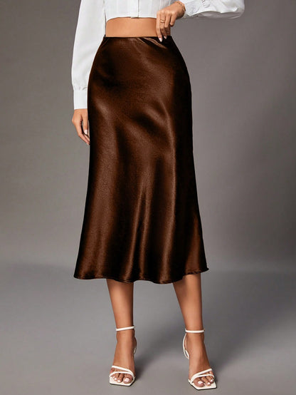 Women Clothing Brand Satin Satin Skirt High Sense Small Artificial Silk Skirt Women Skirt