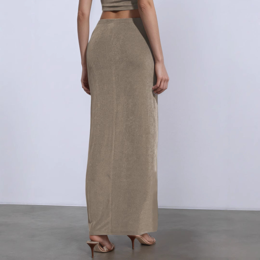 Summer Women Sexy Low Waist Cropped Shell Metal Decorative Skirt