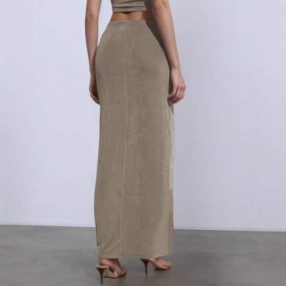 Summer Women Sexy Low Waist Cropped Shell Metal Decorative Skirt