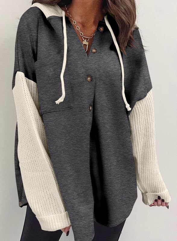 Fall Winter Women Clothing Sweater Patchwork Hoodie Casual Coat for Women