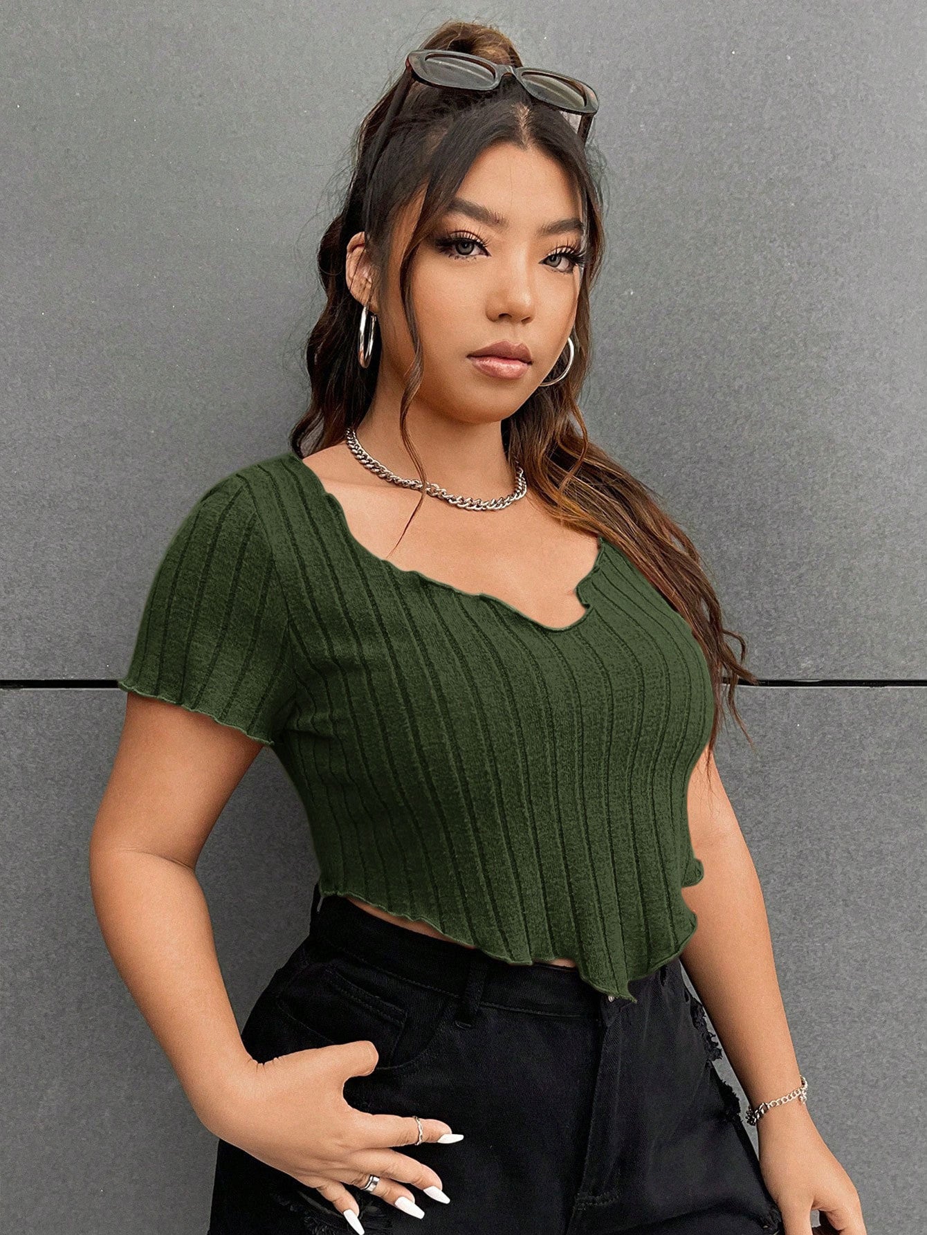 Plus Size Women All Match T shirt Summer Casual Office Slimming Top