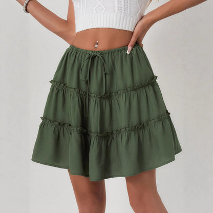 Women Clothing Lace up Adjustable Short Skirt Anti Exposure Pants Lining High Waist Skirt for Women